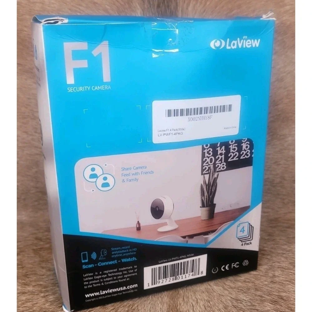 LaView F1 Security Camera 4 Pack 1080P HD Indoor WiFi Smart Home LV-PWF1-4PKG